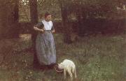Anton mauve Laren Woman with Goat France oil painting artist